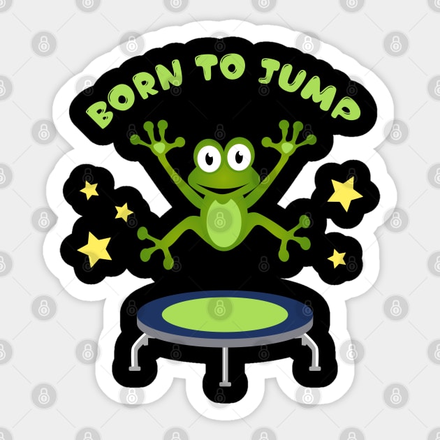 Funny and Cute Kids Birthday Trampoline Frog Design Sticker by Riffize